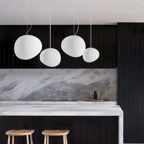 LumiPebble – Elegant Pebble-Shaped Pendant Light with Frosted Glass Shade