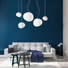 LumiPebble – Elegant Pebble-Shaped Pendant Light with Frosted Glass Shade