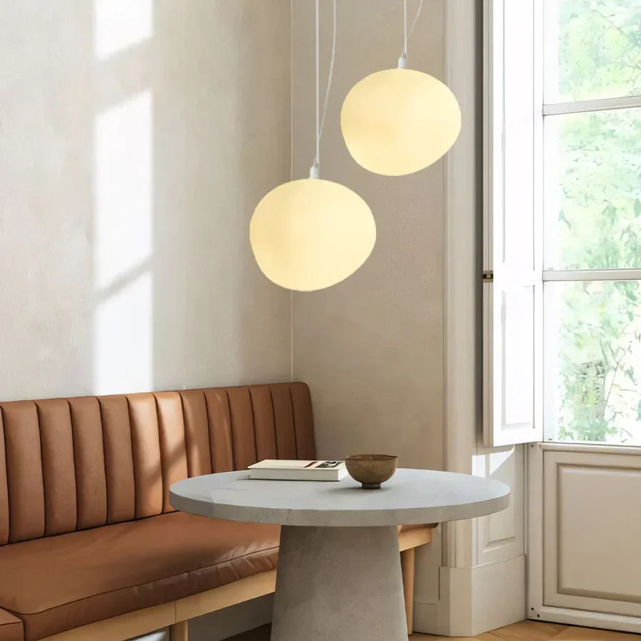 LumiPebble – Elegant Pebble-Shaped Pendant Light with Frosted Glass Shade