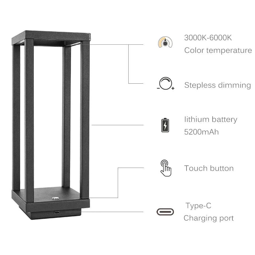 AuraLite – Wireless LED Table Lamp with Touch Sensor and Adjustable Brightness