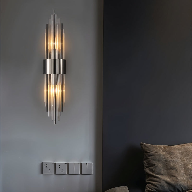 VeraGlow – Elegant Vertical Glass Rod Wall Lamp for Chic Interiors