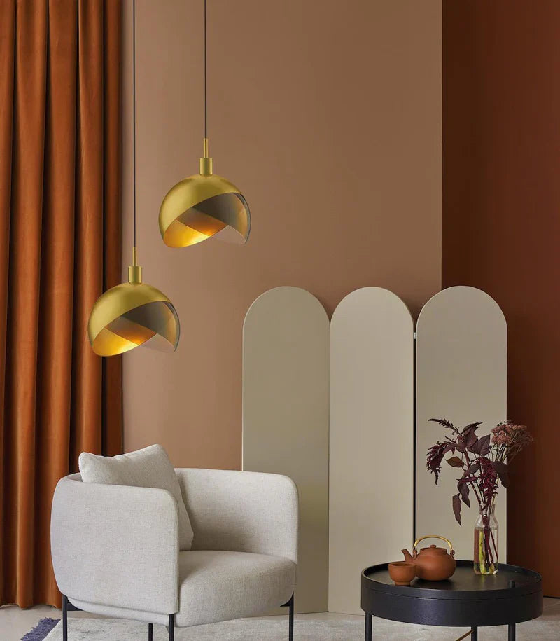 LuxeAura – Elegant Gold Glass Pendant for Modern Spaces