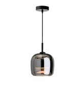 LuxeGlow - Black Glass Pendant Light with Modern LED Chandelier Design