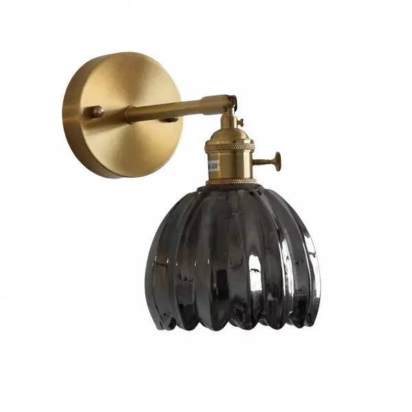 BrassGlow - Elegant Wall Mounted Light with Decorative Glass Shade