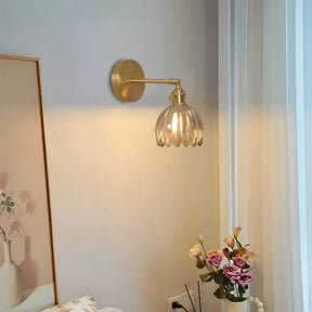 BrassGlow - Elegant Wall Mounted Light with Decorative Glass Shade