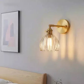 BrassGlow - Elegant Wall Mounted Light with Decorative Glass Shade