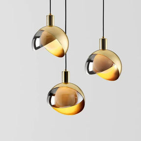 LuxeAura – Elegant Gold Glass Pendant for Modern Spaces